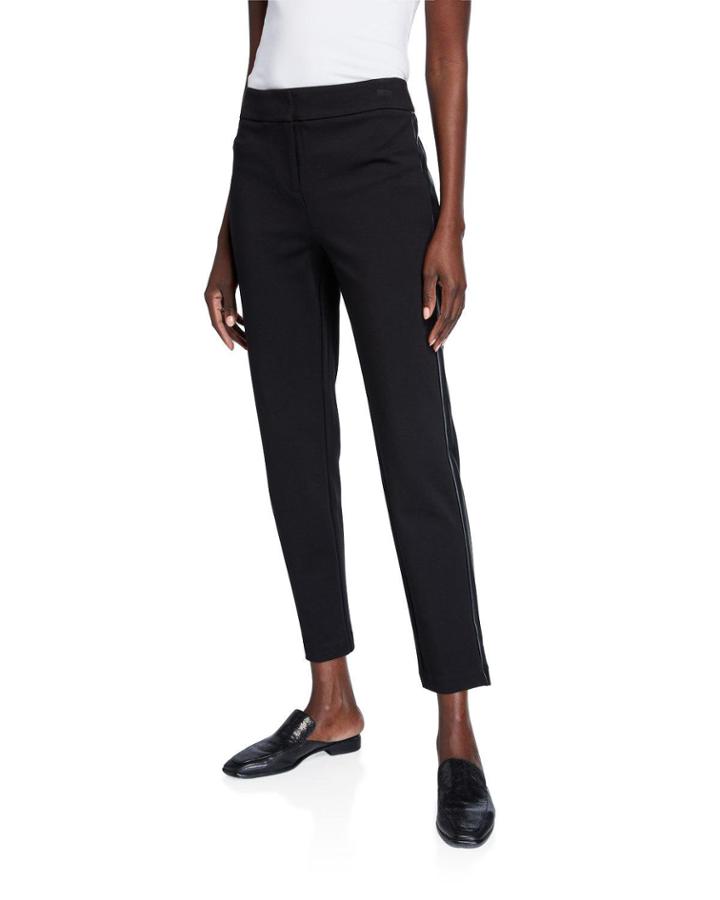Faux Leather Side Tape Pants