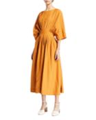 1/2-sleeve Pleated