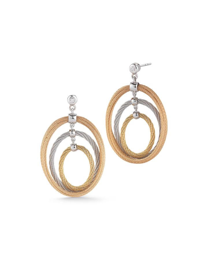 Multi-hoop Drop Earrings W/ Diamonds