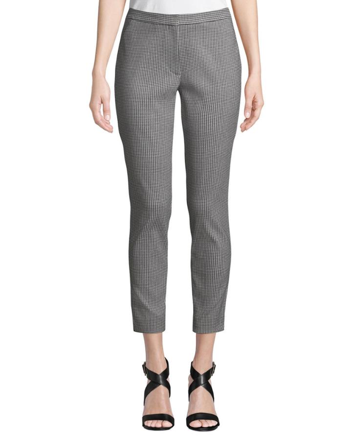 Micro-houndstooth Straight-leg Cropped Pants