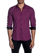 Men's Circle-print Dotted Long-sleeve Button-down