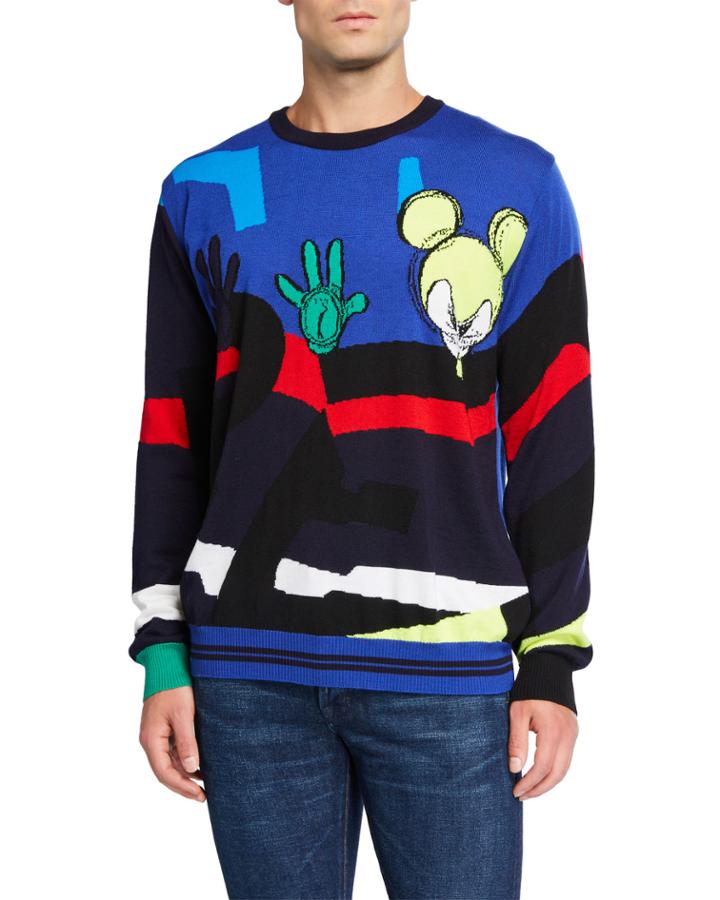 Men's Graphic Intarsia-knit Crewneck