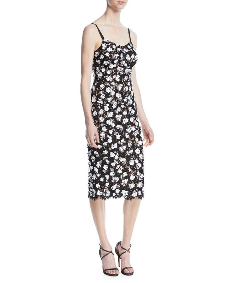 V-neck Sleeveless Floral Lace Guipure Rose-embroidered Slip