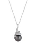 18k White Gold Diamond-coil & Pearl Necklace