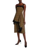 Plaid Asymmetric Ruffled Dress