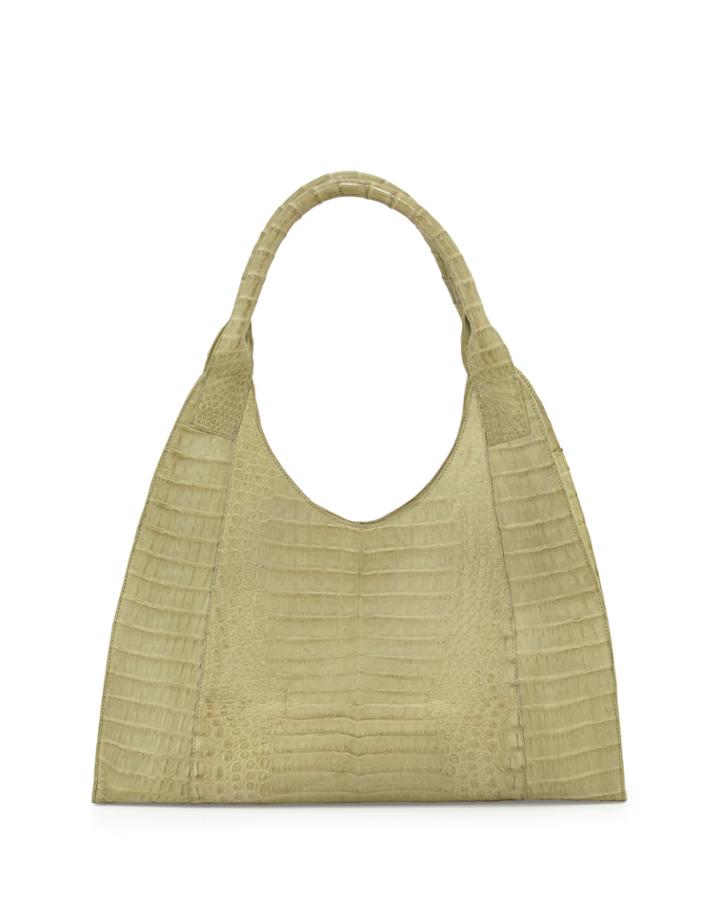 Nancy Gonzalez Crocodile Front-zip Hobo Bag, Olive, Women's, Green