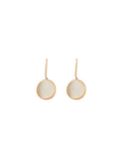 14k Rose Gold Satin Mother-of-pearl Small Disc Drop Earrings