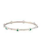 New World Scroll Bangle W/ Malachite & Blue Topaz Doublets