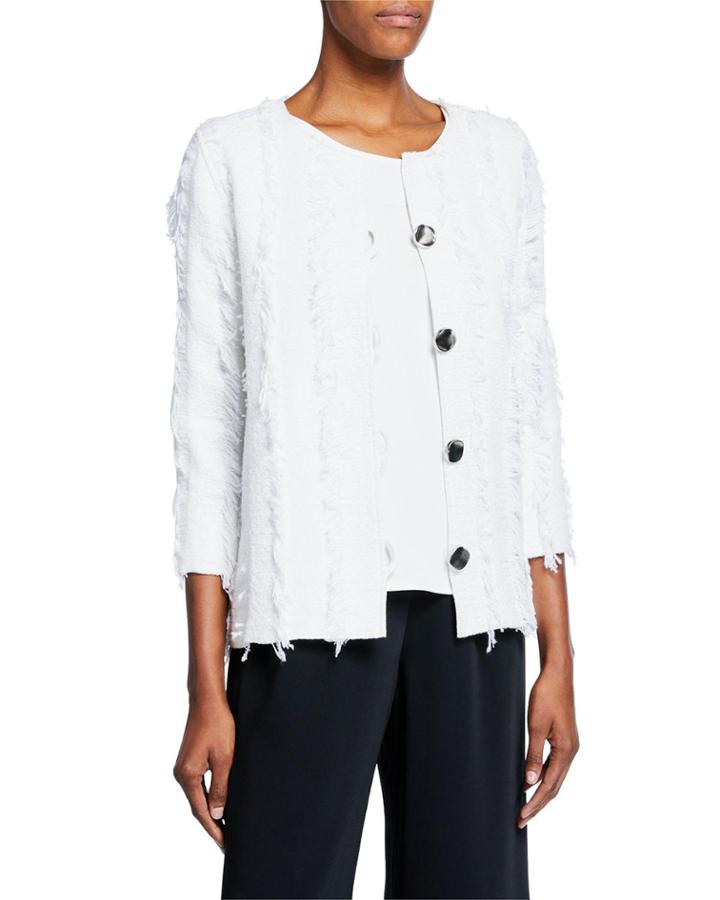 Glamour Fringe Button-front Boxy Jacket