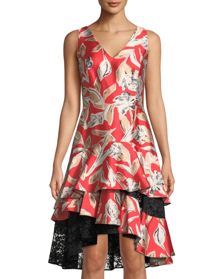 Margot Sleeveless Tiered Asymmetric Cocktail Dress
