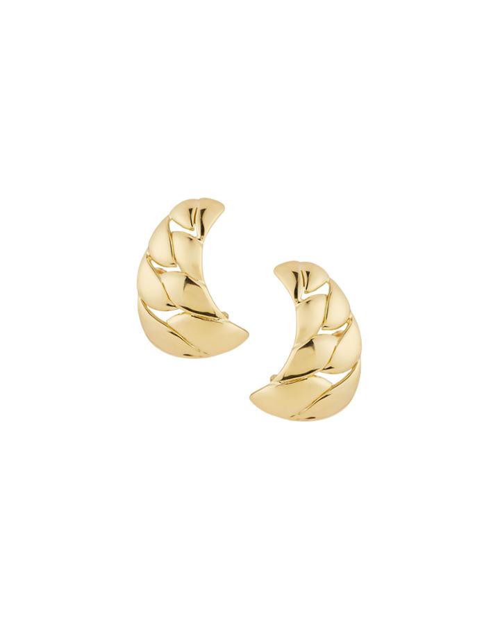 Estate 18k Gold Curve Clip-on Earrings