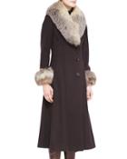 Maxi Cashmere Coat W/ Fur Trim
