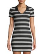 Striped Bodycon Polo Dress