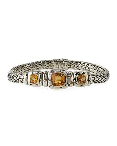 Kali Triple Square Citrine Station Bracelet