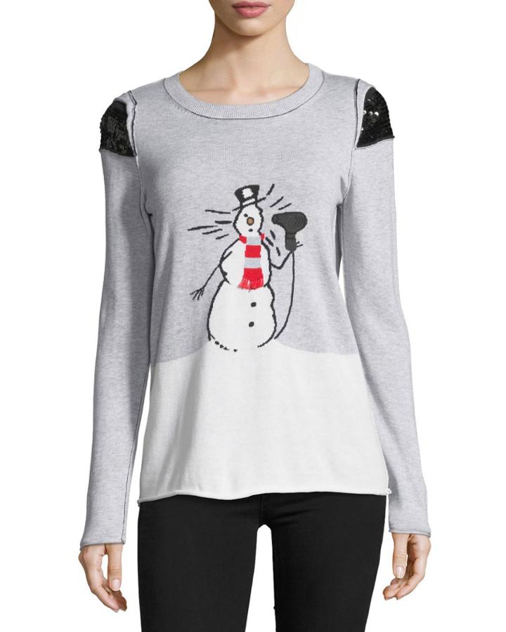 Plus Size Snowman W/ Blow Dryer Intarsia