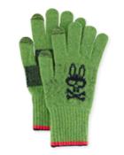 Psycho Bunny Mackies Striped-trim Tech Gloves, Watercress,