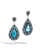 Classic Chain Pear-drop Earrings In London Blue Topaz & Black