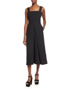 Sleeveless Wide-leg Culotte Jumpsuit, Black