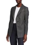 Wool Flannel One-button Jacket With Pocket