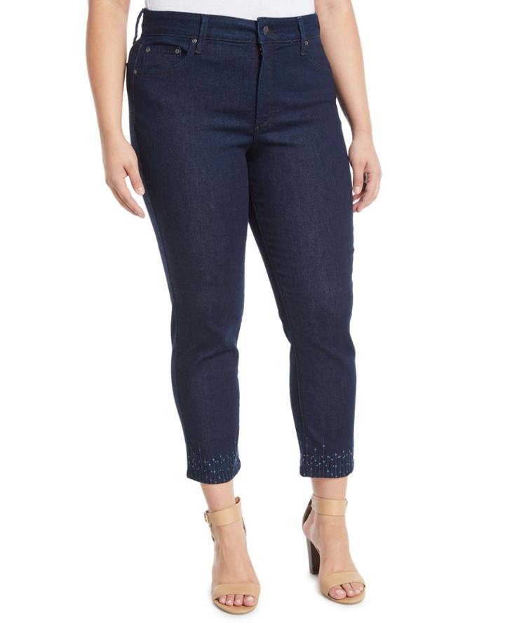 Sheri Embellished-ankle Skinny Jeans,