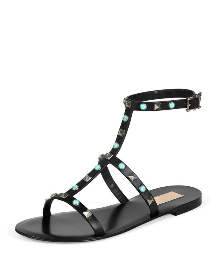 Leather Rockstud & Turquoise Gladiator