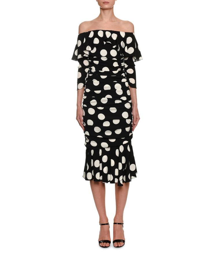 Off-the-shoulder Polka-dot