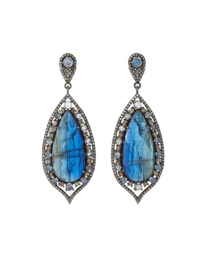 Kyanite Narrow Teardrop Earrings