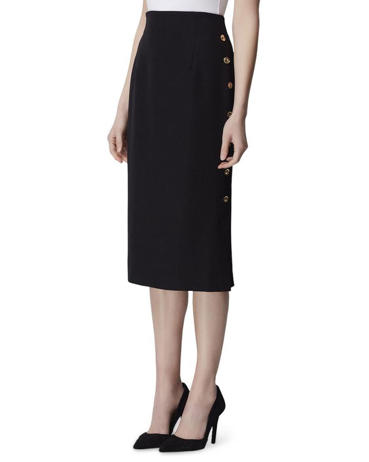 Button-trim Crepe Pencil