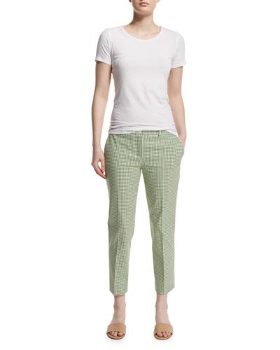 Straight-leg Gingham Cropped Pants,