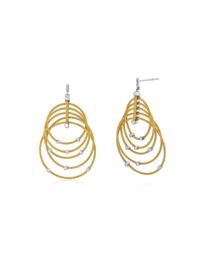Layered Hoop Earrings With Diamonds, Gold