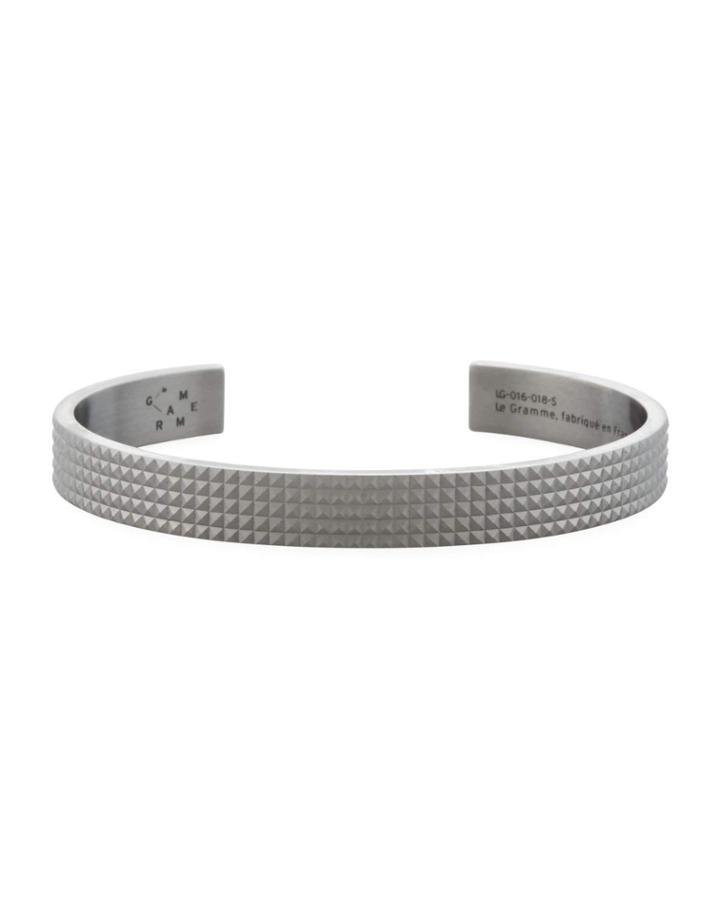 Le 23 Grammes Black Sterling Silver Pyramid Guilloche Cuff
