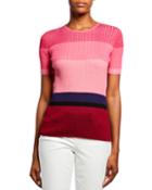 Colorblock Ribbed Short-sleeve