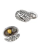 Hinged Brain Cufflinks W/ 24k Gold
