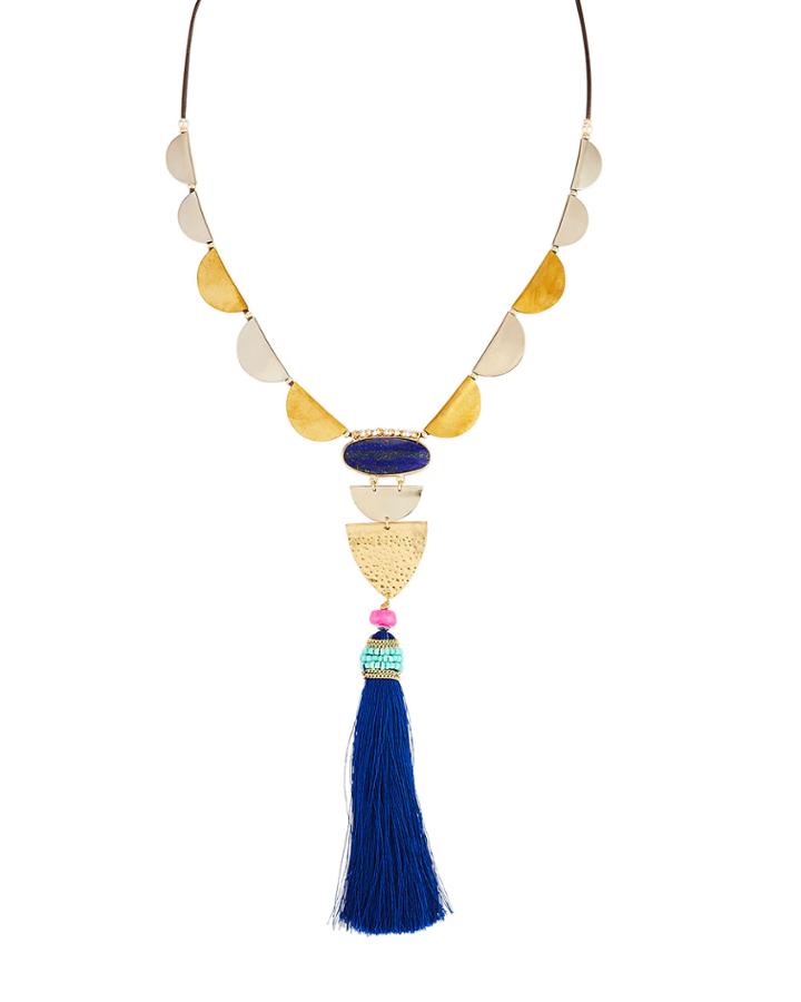Mixed Metal & Tassel Necklace