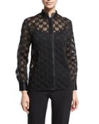 Embroidered Georgette Blouse, Black