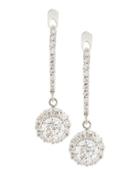 Cushion-cut Diamond Dangle Drop Earrings,