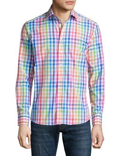 Multicolored Check Sport Shirt, White