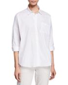 Oversized Button-front Cotton-poplin