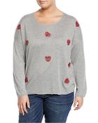 Heart Patch Scoop-neck Sweater,