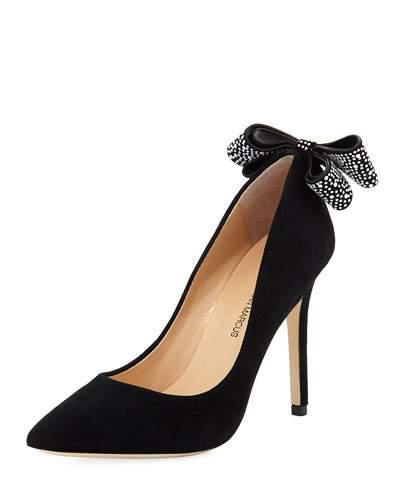 Verity Bow-heel Suede Pump, Black