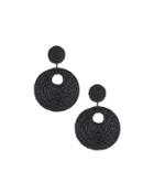 Seed-bead Disc Drop Earrings, Black