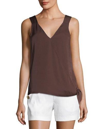 Sleeveless Tie-front Top