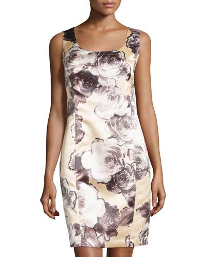 Carol Scoop-neck Floral Sheath Dress, Cornsilk