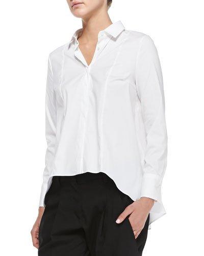 Long-sleeve Poplin Flared Blouse
