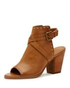 Dani Pickstitched Leather Slingback Bootie