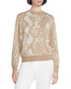 Cashmere/silk Snake Jacquard Crewneck