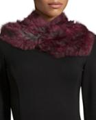 Jocelyn Rabbit-fur Infinity Scarf, Gray/burgundy, Women's,