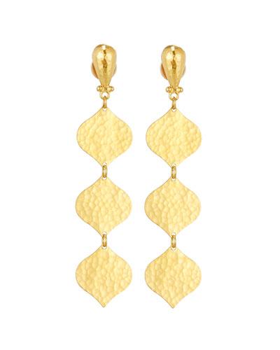 24k Triple-drop Clove Flake Earrings