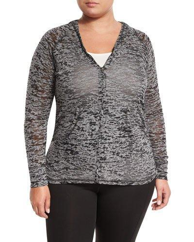 Alyse Hooded Burnout Jacket, Black,