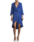 Hallie Wrap-front Cotton Dress With Pleating Detail